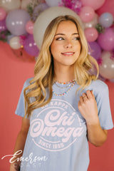 Chi Omega Light Blue Recruitment T-shirt