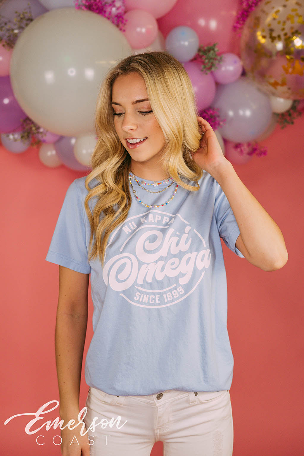 Chi Omega Light Blue Recruitment T-shirt
