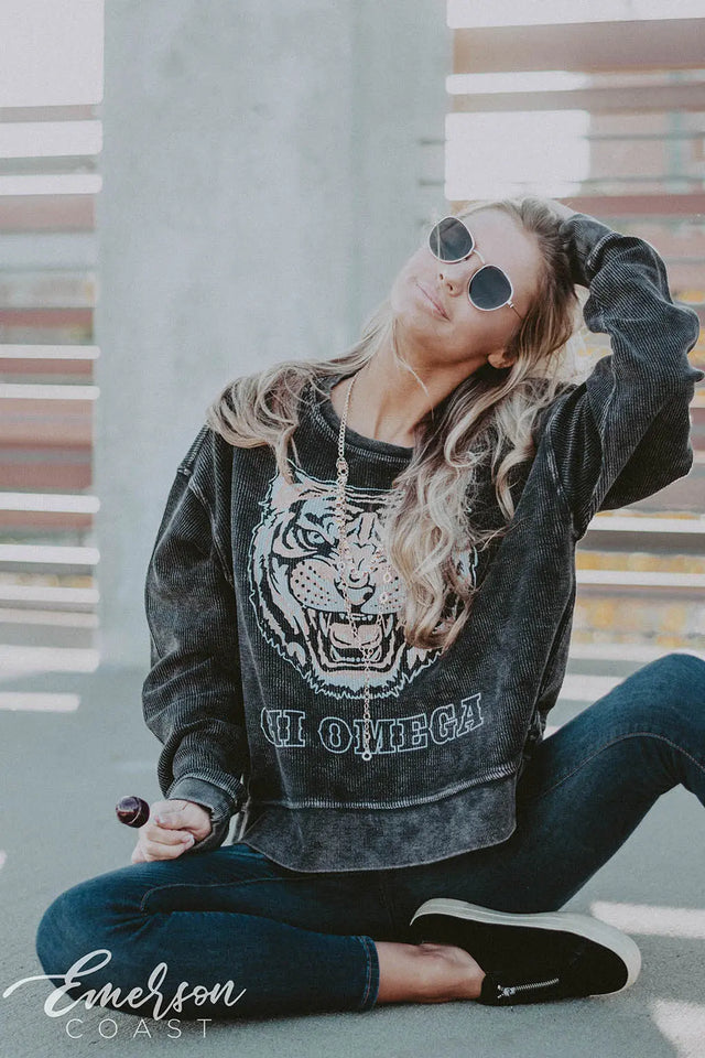Chi Omega Tiger Corduroy Sweatshirt