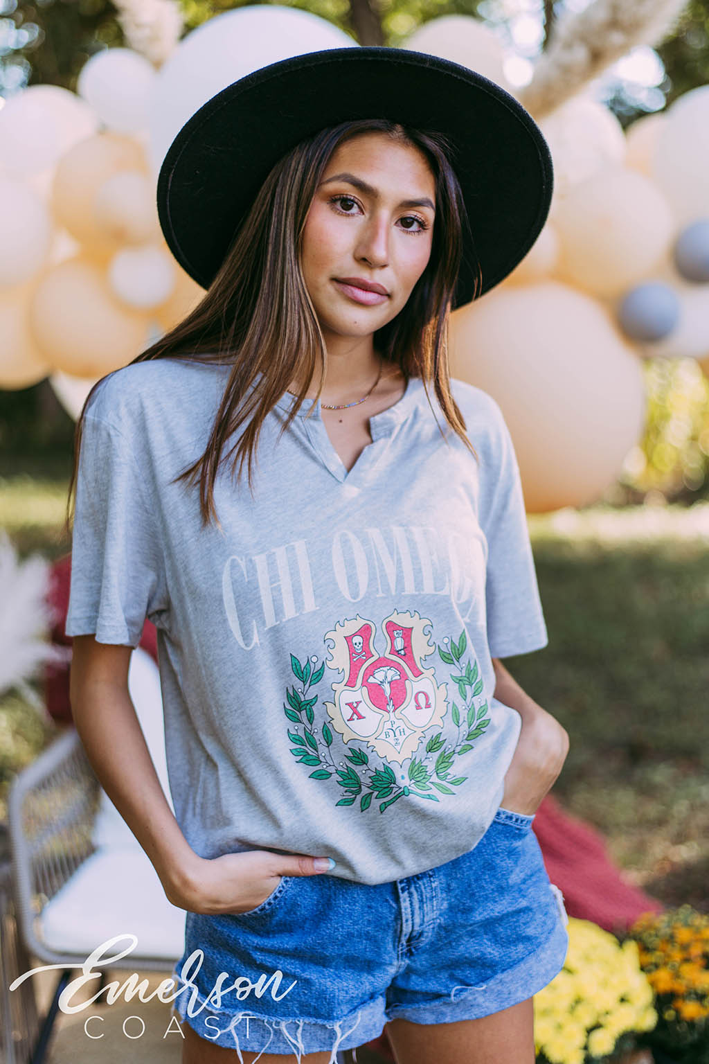 Chi Omega Crest Notch Tee