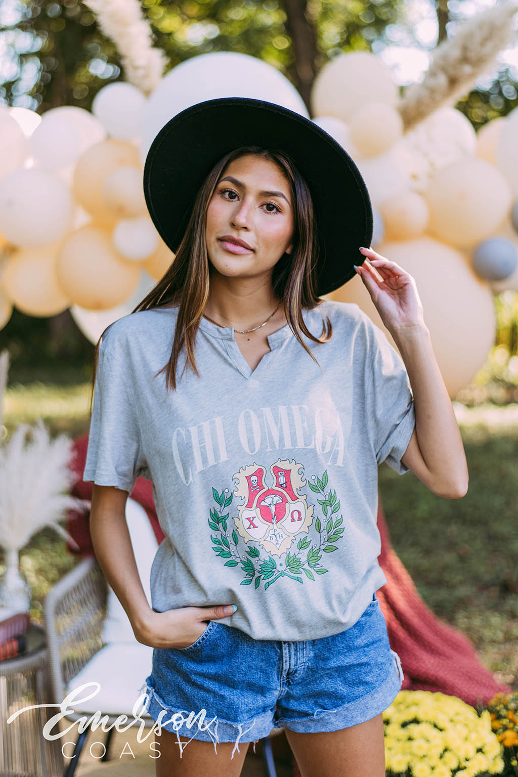 Chi Omega Crest Notch Tee