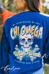 Chi Omega Wish Week Skull Long Sleeve Tee