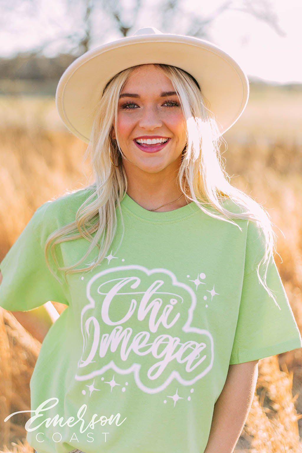 Chi Omega Lime Green Airbrush Tee