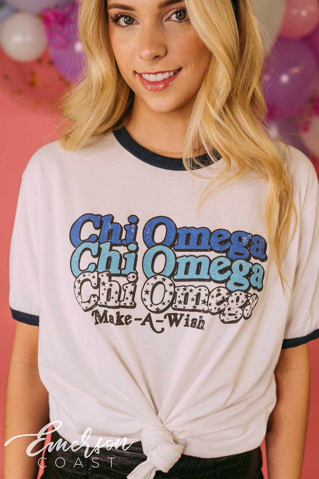 Chi Omega Make A Wish Ringer Tee