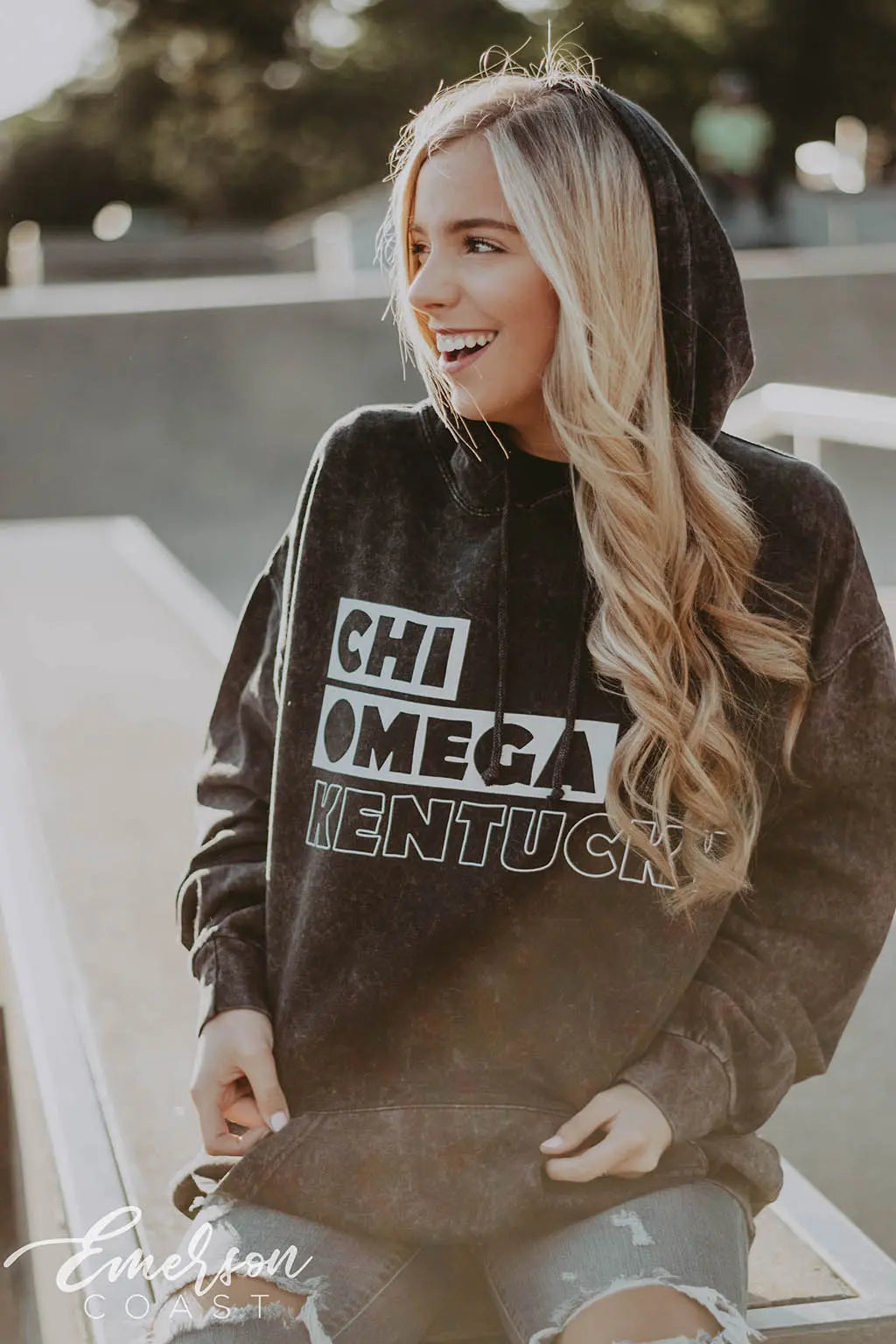 Chi Omega Mineral Wash Hoodie
