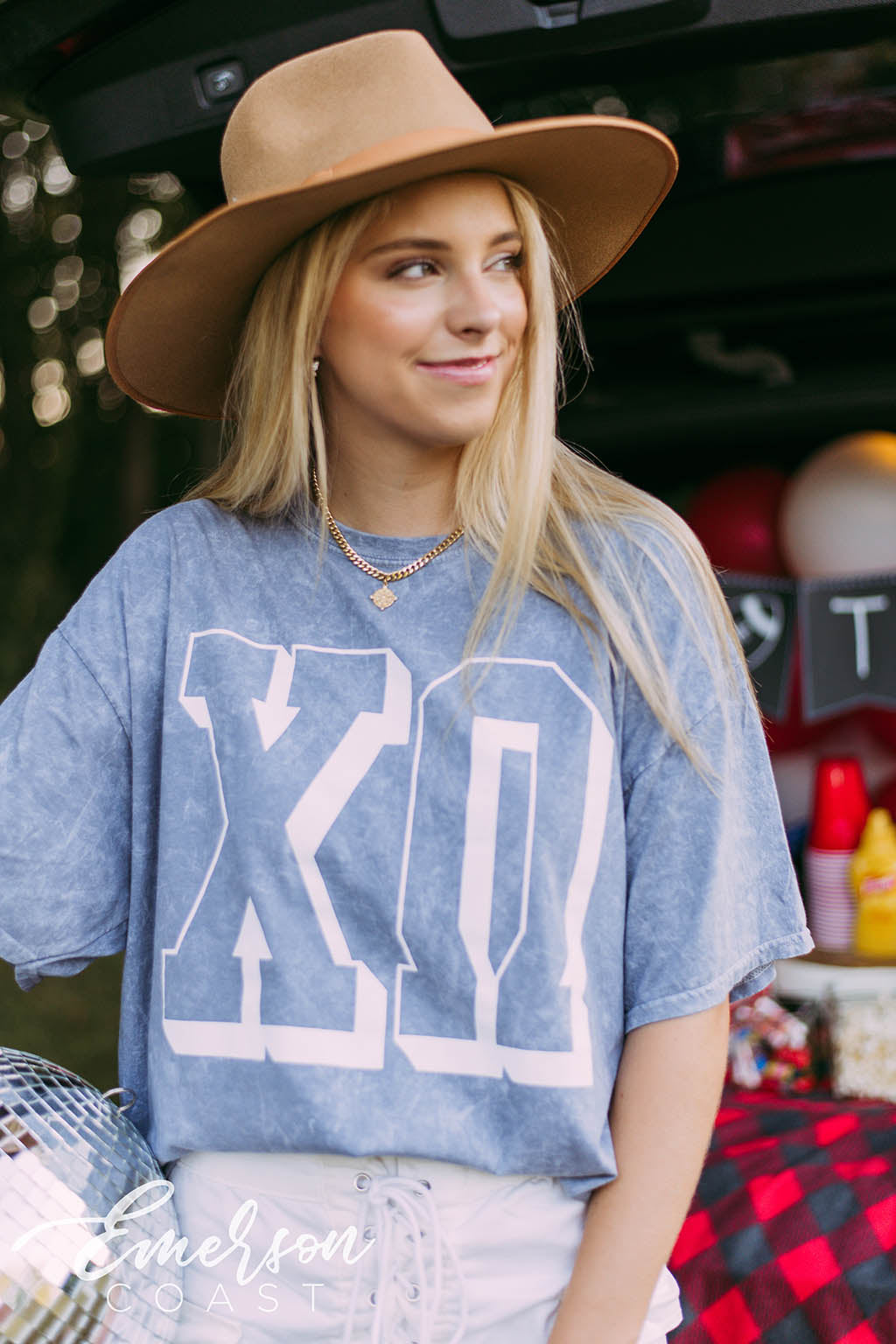 Chi Omega Letters Mineral Wash Tee