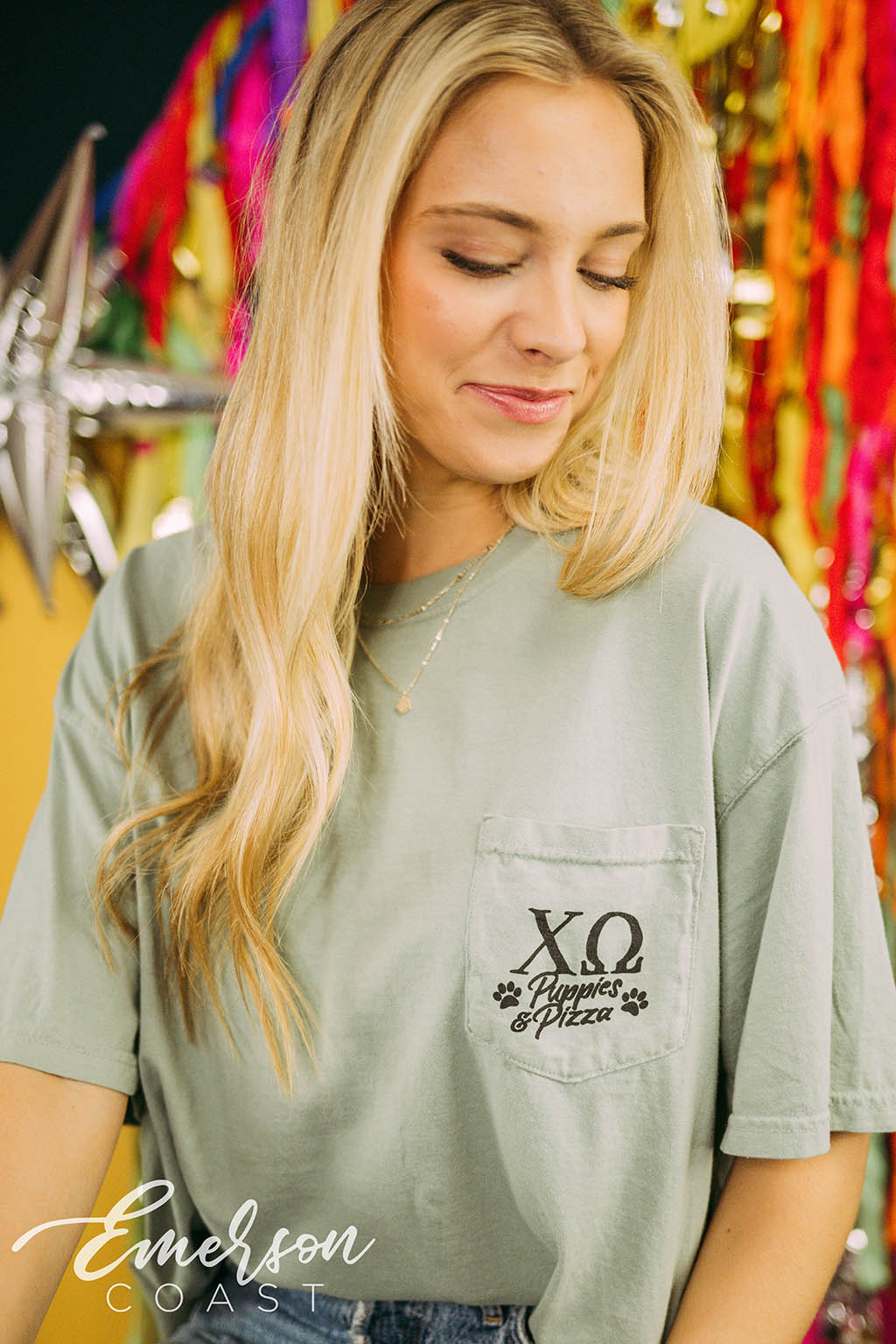 Chi Omega Philanthropy Puppies and Pizza Tee