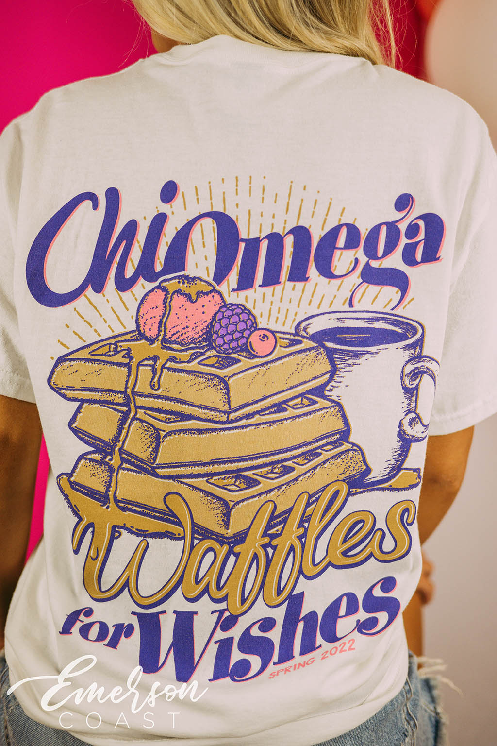 Chi Omega Philanthropy Waffles For Wishes Tee