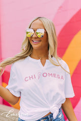 Chi Omega Lightning Bolt Notch Tee