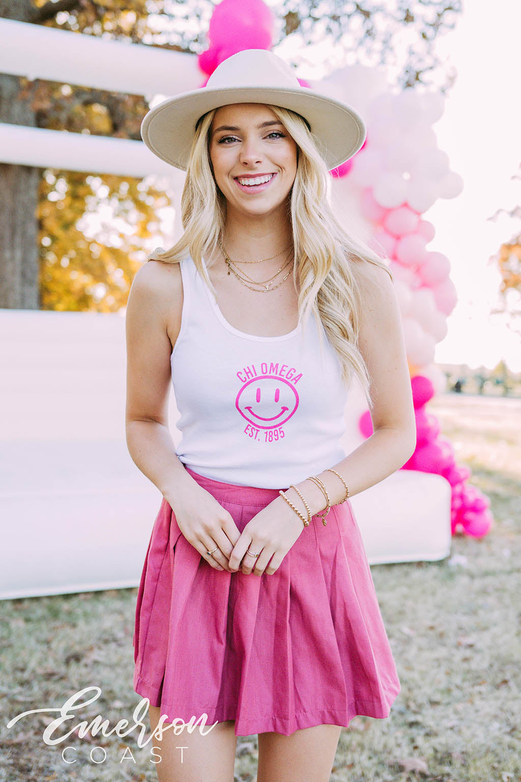 Chi Omega PR Smiley Face Tank