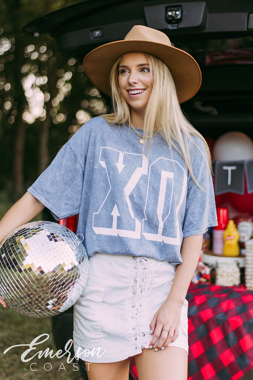 Chi Omega Letters Mineral Wash Tee