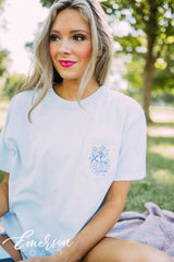 Chi Omega Social Decked In Denim Tee