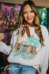 Chi Omega Whats Yours Will Find You Ash Gray Sweatshirt