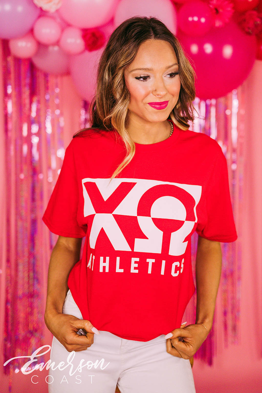 Chi O Red Athletics Tee