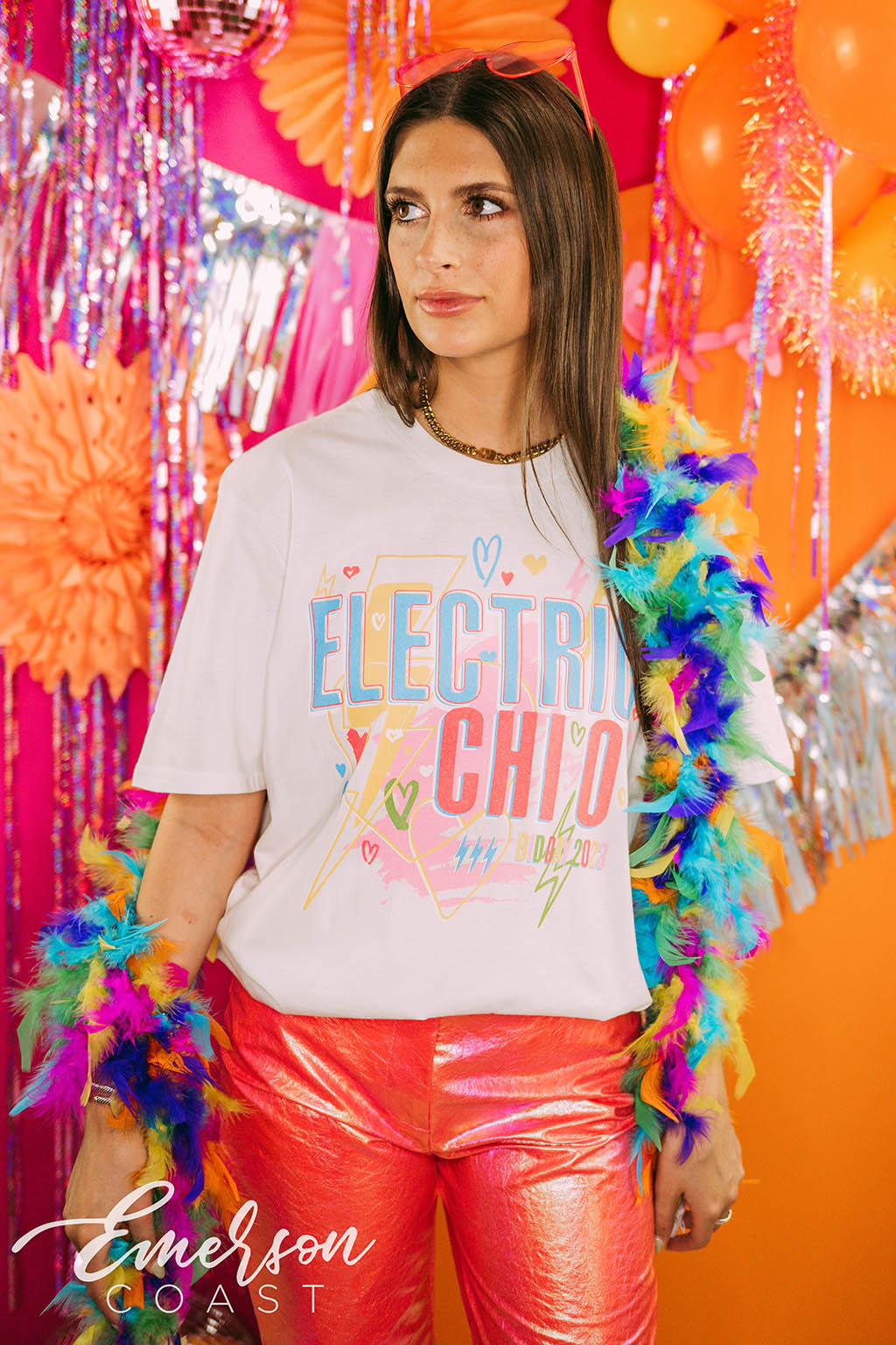 Chi Omega Bid Day Electric Colorful Tee