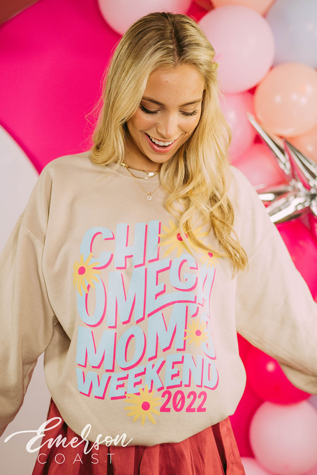 Chi Omega Floral Moms Weekend Sweatshirt