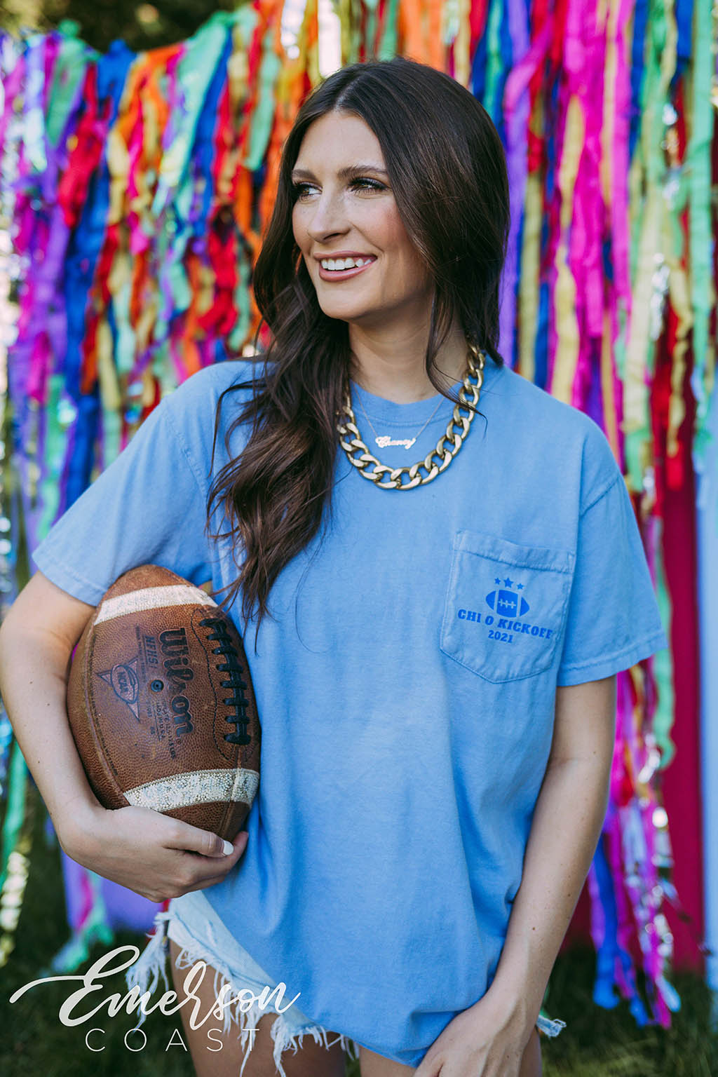 Chi Omega Kickoff Football Tee