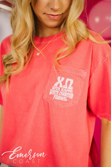 Chi Omega White Carnation Formal Skull Tee