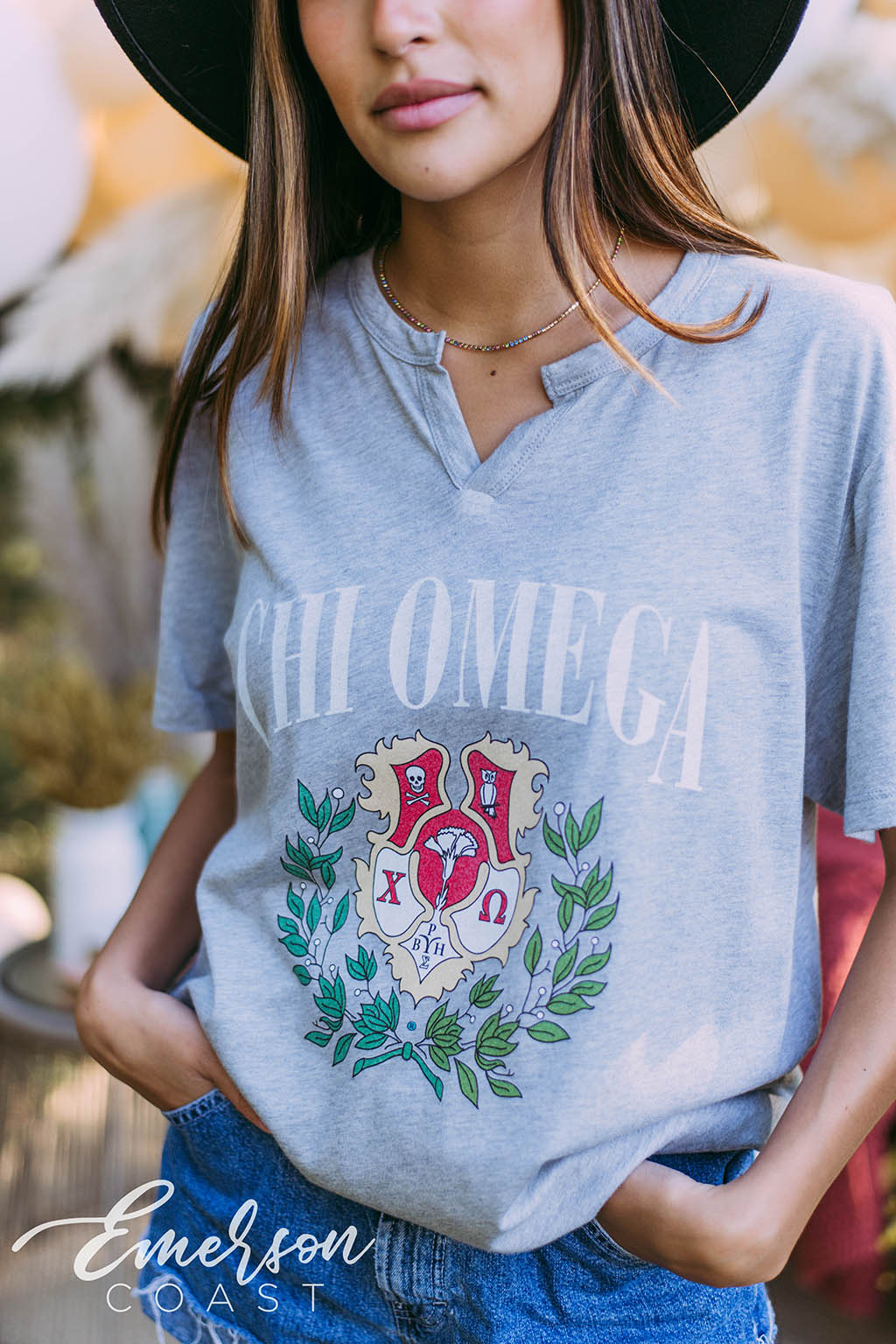 Chi Omega Crest Notch Tee