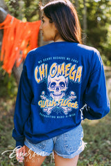 Chi Omega Wish Week Skull Long Sleeve Tee