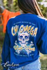 Chi Omega Wish Week Skull Long Sleeve Tee