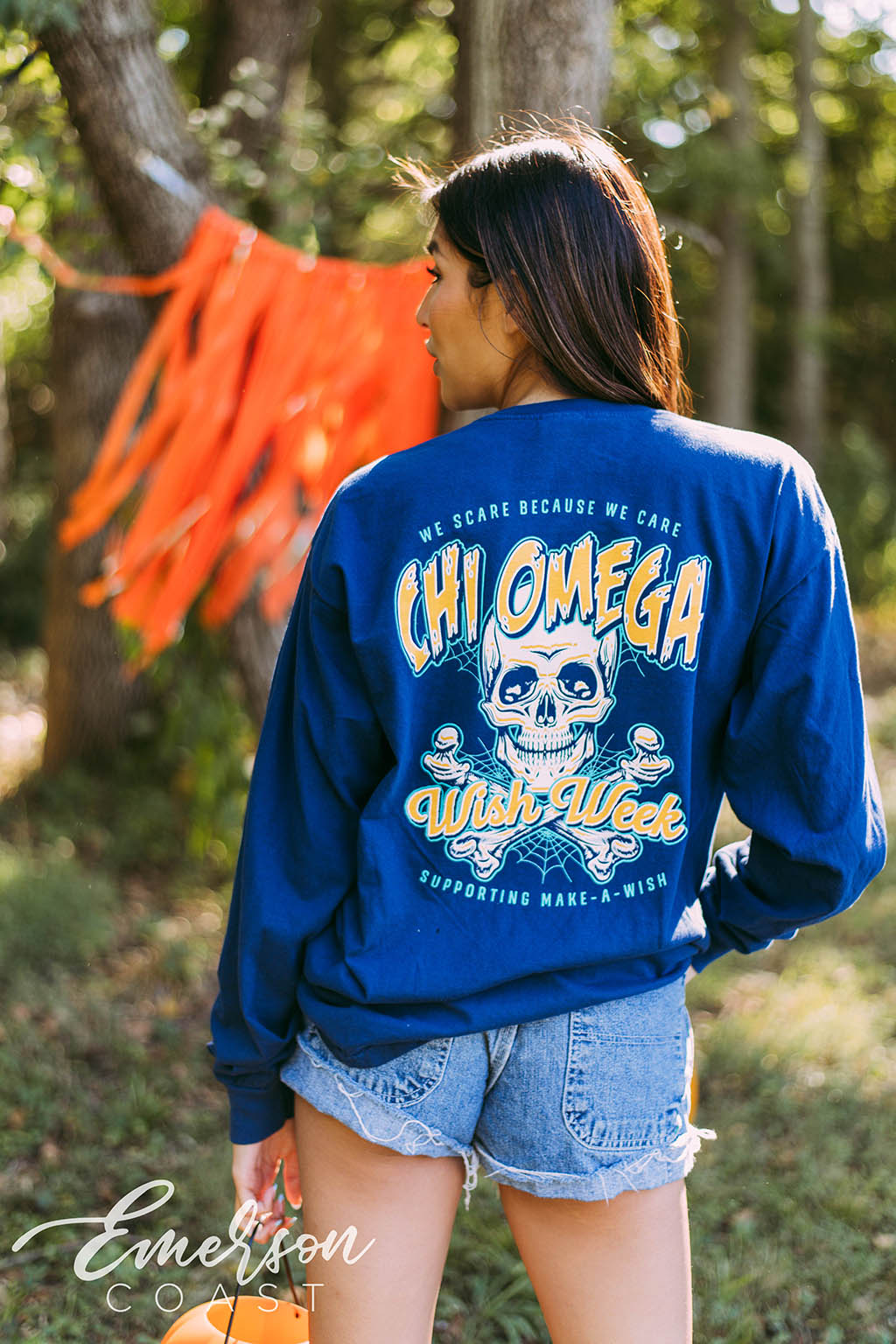 Chi Omega Wish Week Skull Long Sleeve Tee