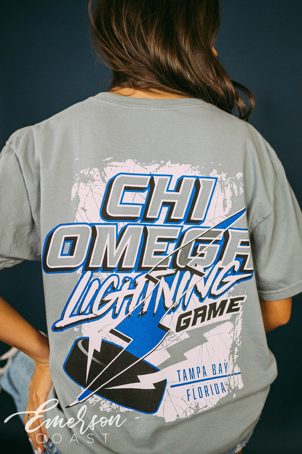 Chi Omega Lightning Game Tee