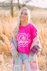 Chi Omega Airbrush Hot Pink Tee