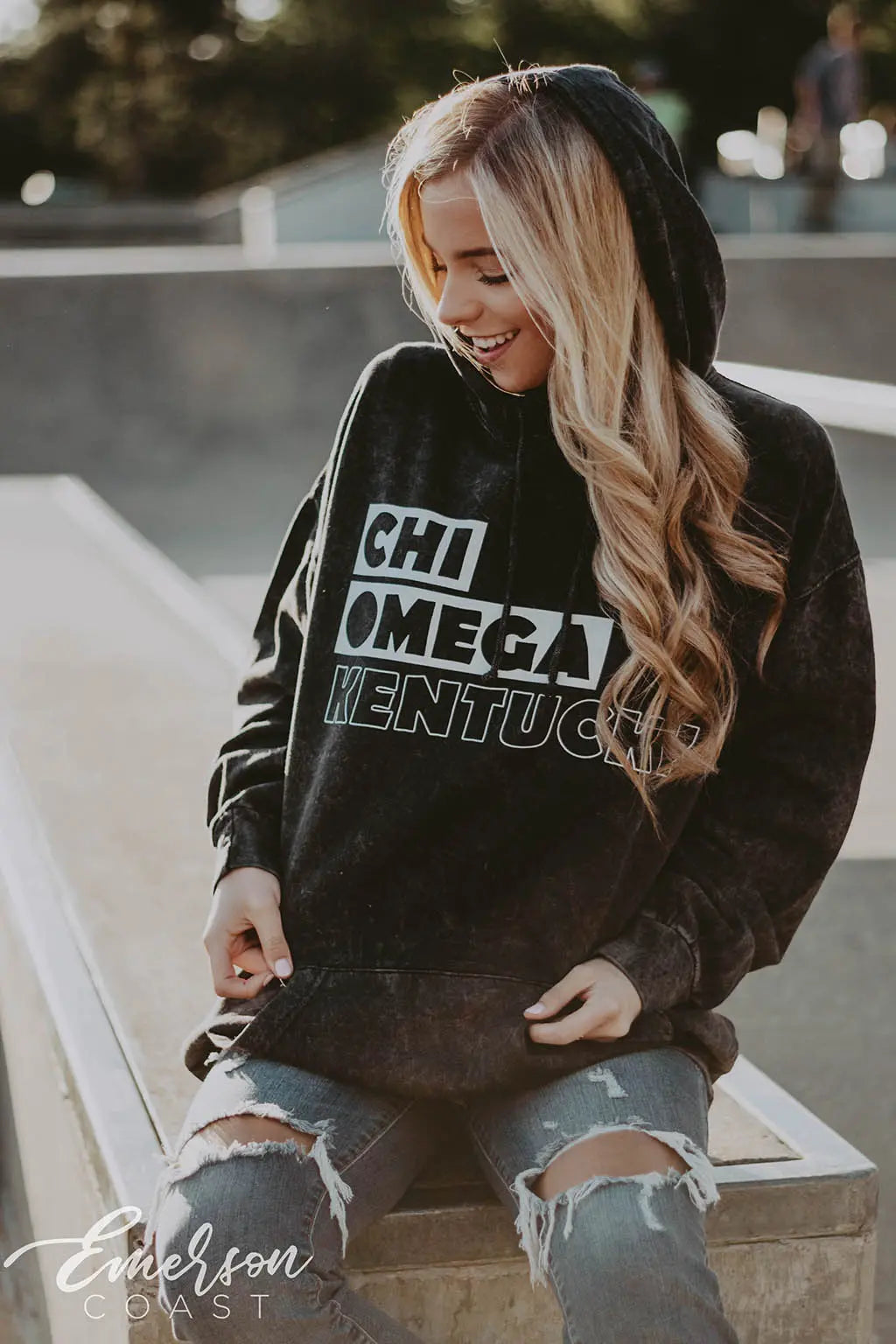 Chi Omega Mineral Wash Hoodie