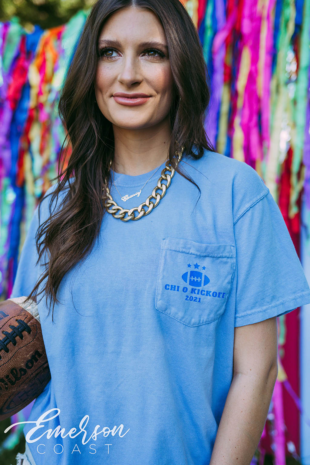 Chi Omega Kickoff Football Tee