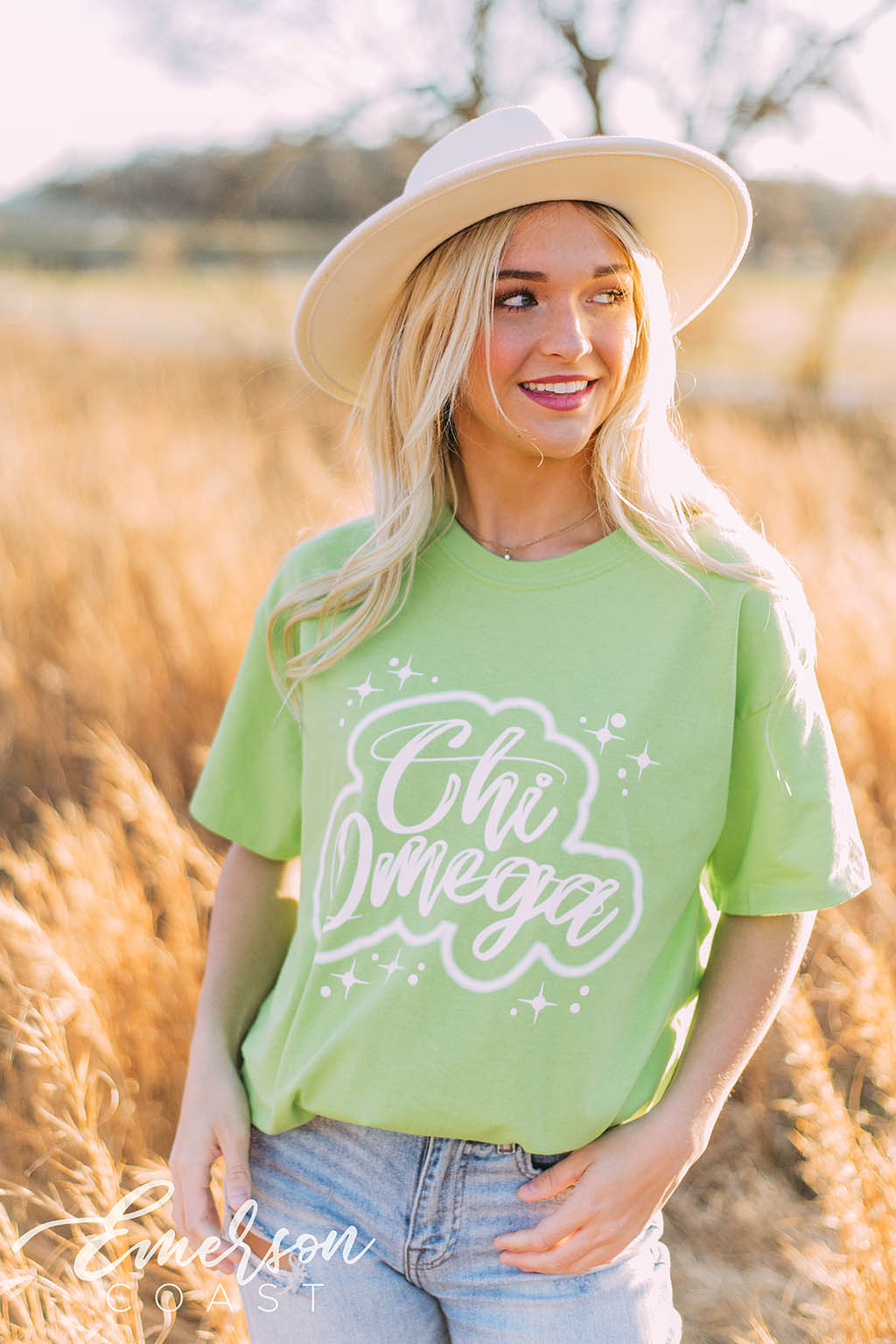 Chi Omega Lime Green Airbrush Tee