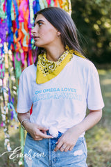 Chi Omega Loves Make A Wish Notch Tee