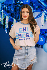 Chi Omega Philanthropy Make A Wish Colorblock Ringer Tee