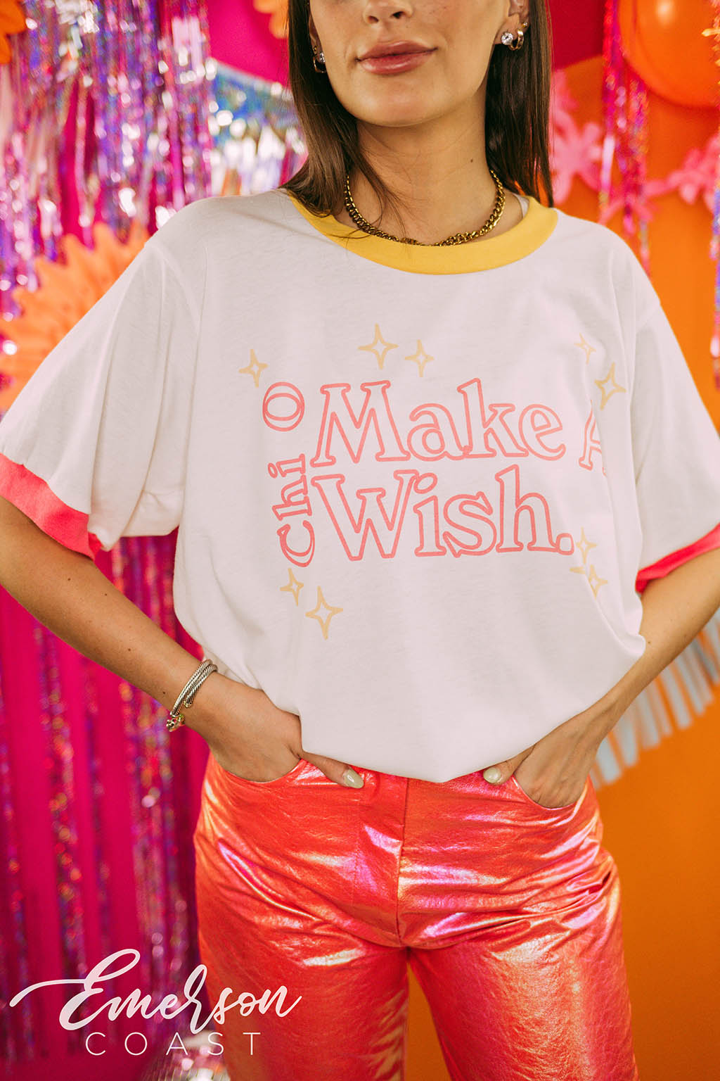 Chi Omega Philanthropy Make A Wish Twinkle Star Colorblock Ringer