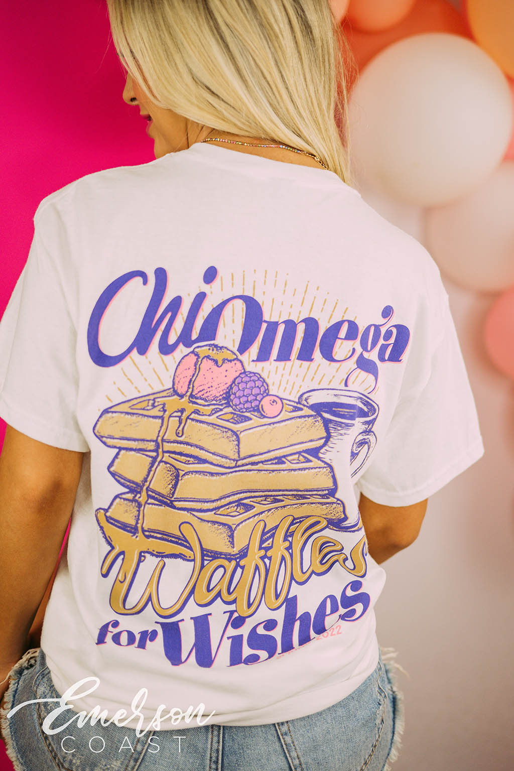Chi Omega Philanthropy Waffles For Wishes Tee