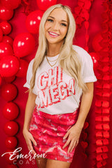 Chi Omega PR Simple Distressed Text Tee