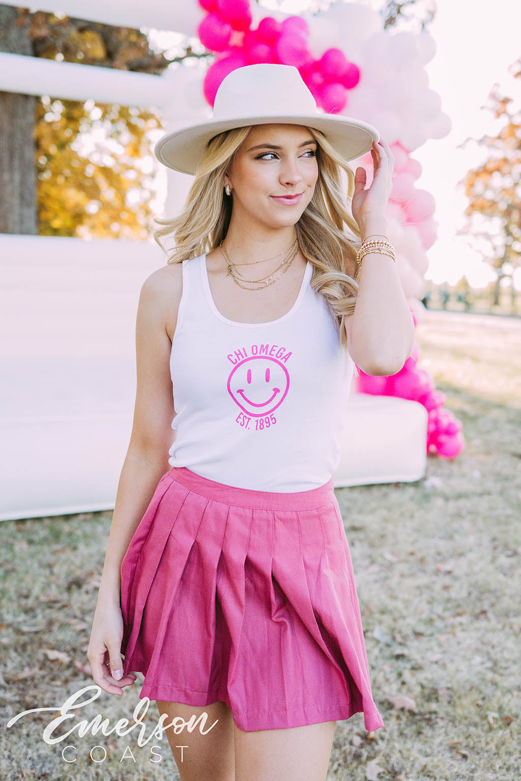 Chi Omega PR Smiley Face Tank