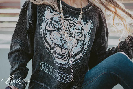 Chi Omega Tiger Corduroy Sweatshirt
