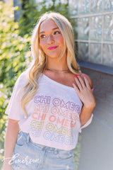 Chi Omega White Slub Slouchy Tee