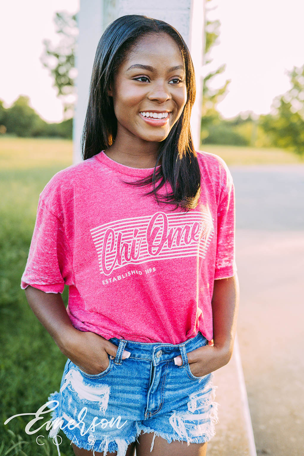 Chi Omega PR Classic Striped Tee
