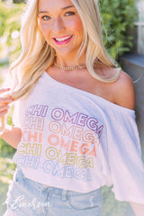 Chi Omega White Slub Slouchy Tee