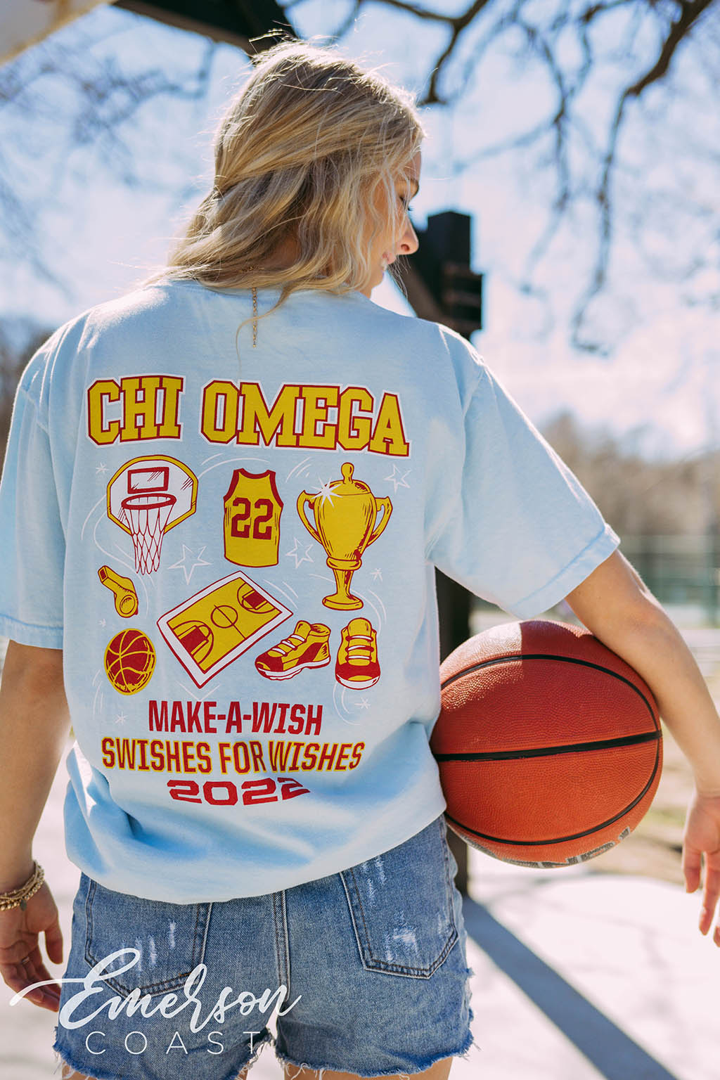 Chi Omega Make A Wish Swishes For Wishes Tee