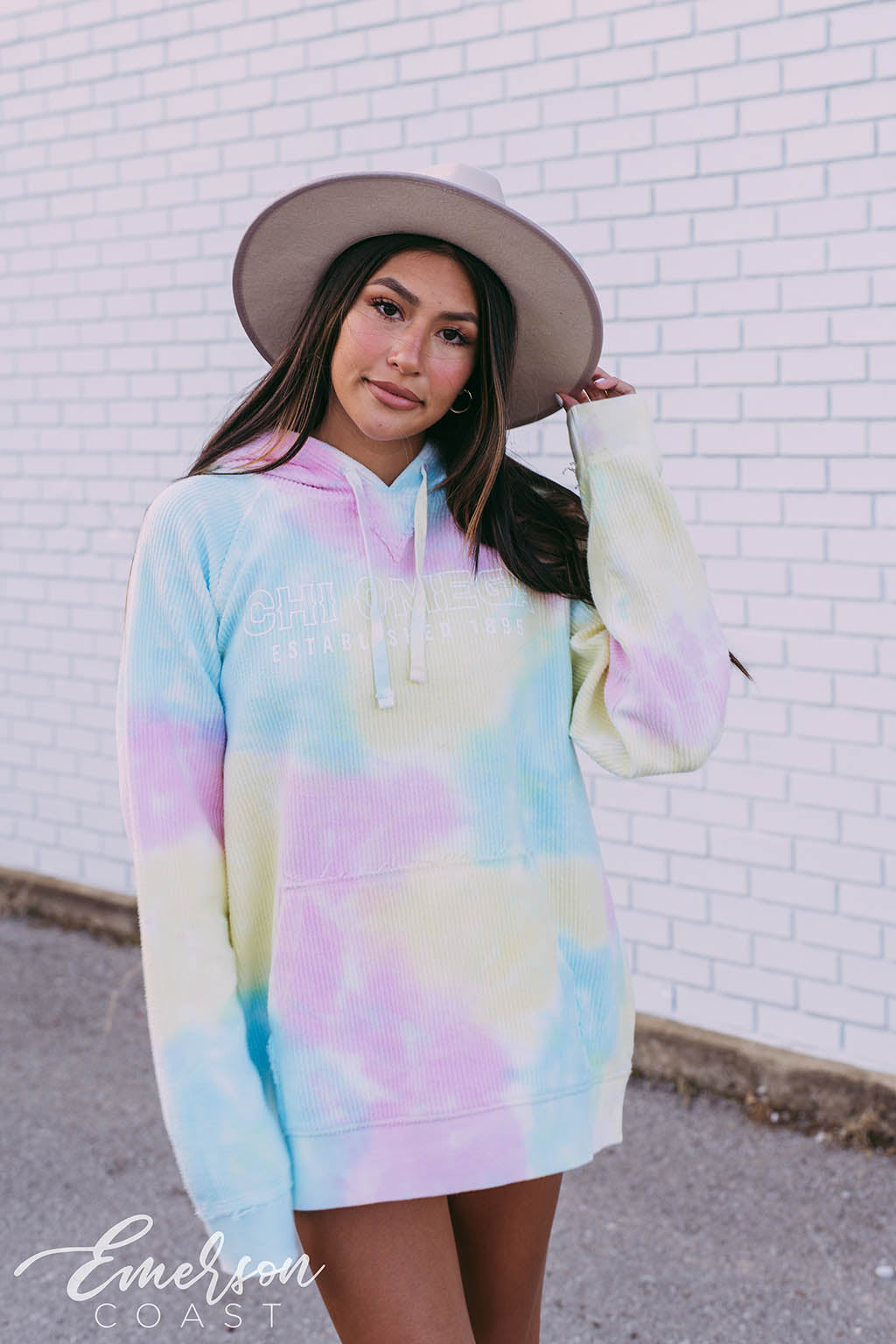 Chi O Spring Tie Dye Corded Hoodie