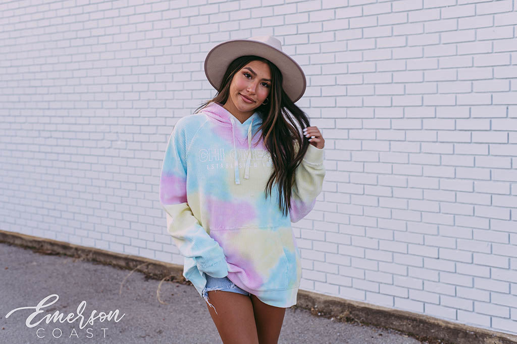 Chi O Spring Tie Dye Corded Hoodie