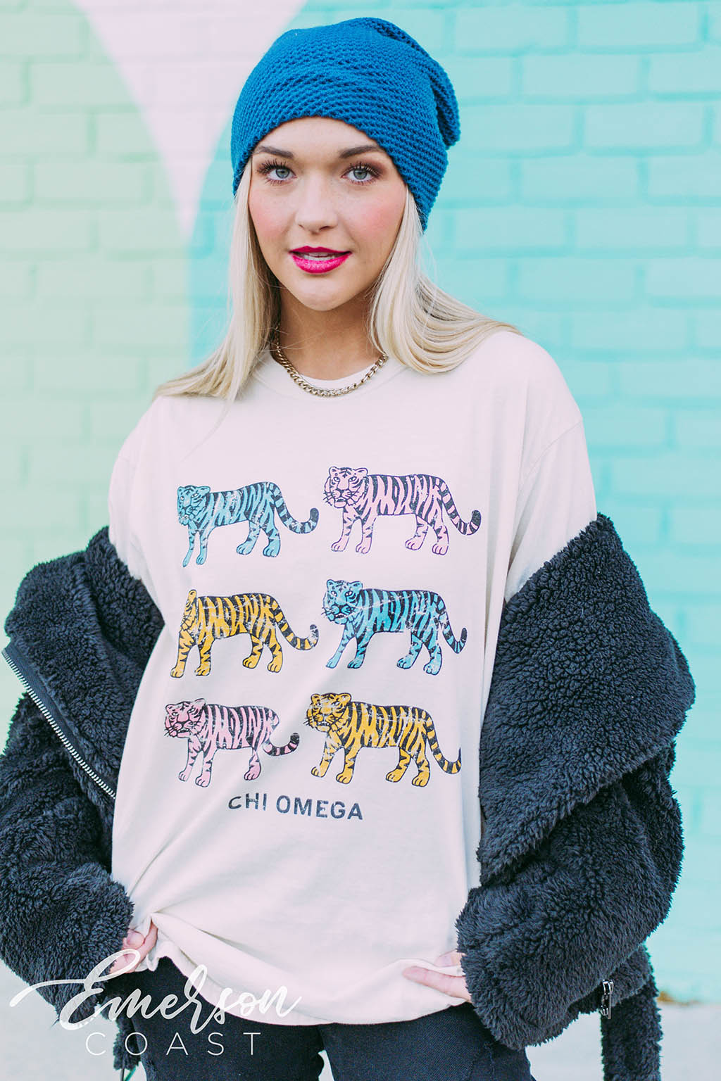 Chi Omega Retro Tiger PR Tshirt