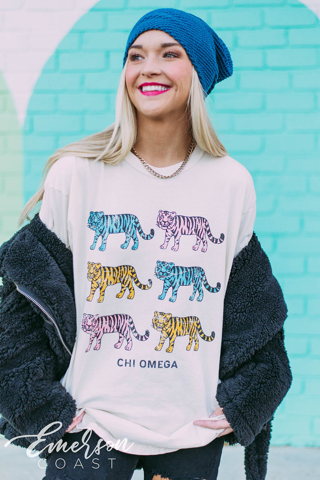 Chi Omega Retro Tiger PR Tshirt