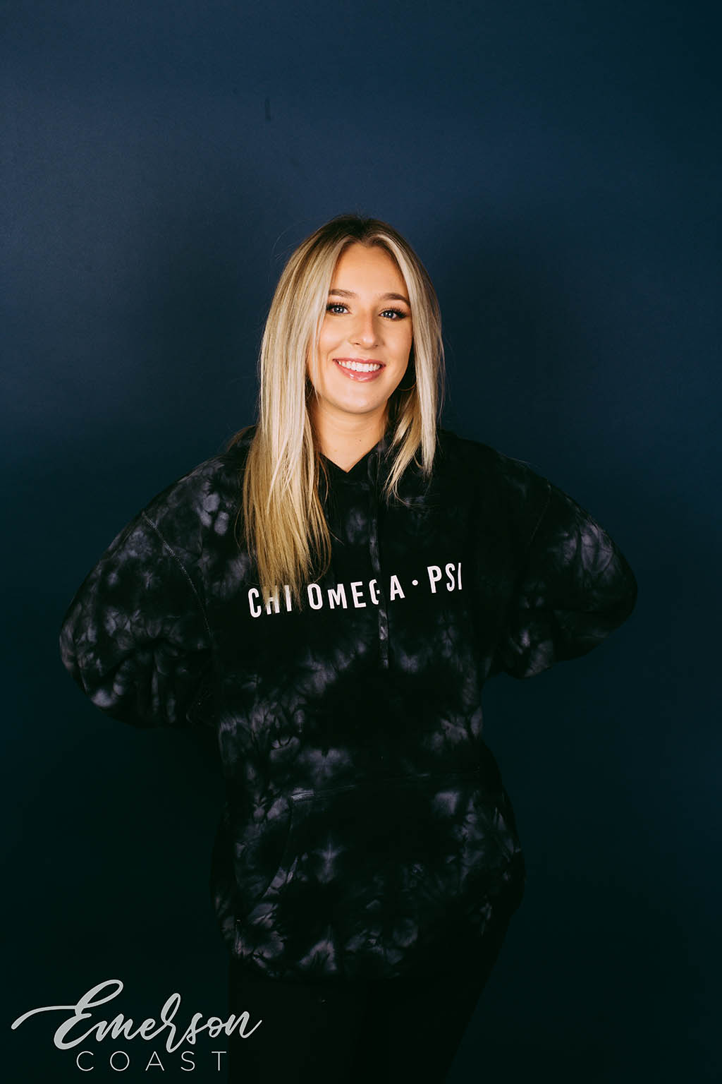 Chi Omega Black Tie Dye PR Hoodie