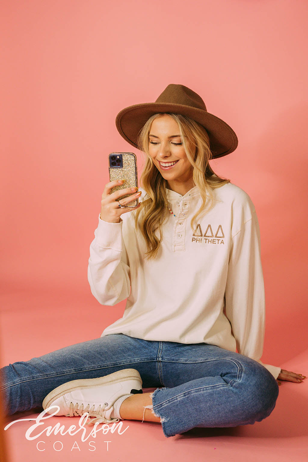 Tri Delt Embroidered Long Sleeve Henley