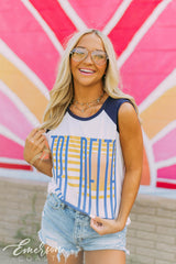 Tri Delta Retro Sunset Cut Off Tank