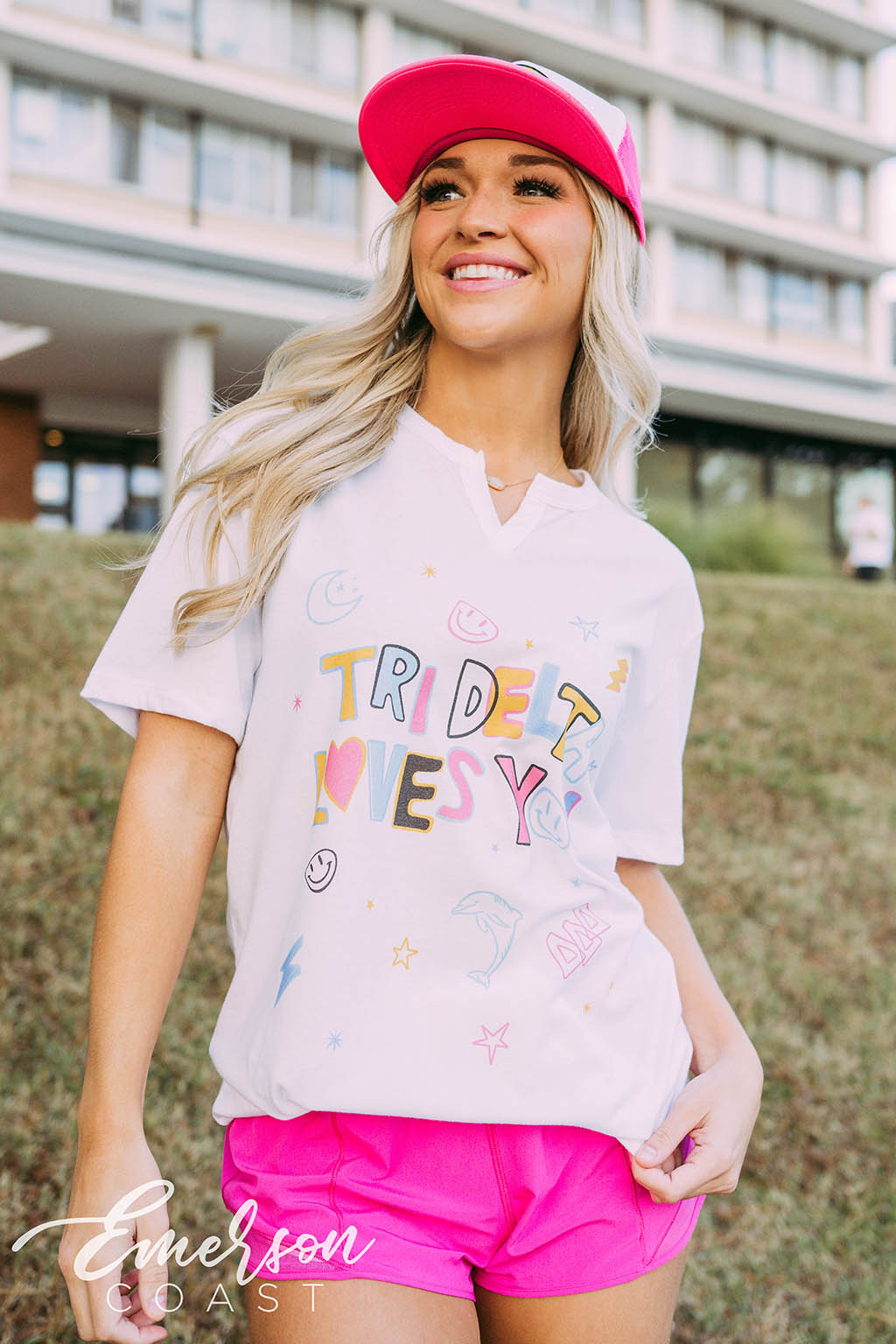 Delta Delta Delta PR Doodle Notch Tee